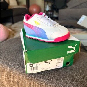 Puma Kids' White and Pink Sneakers